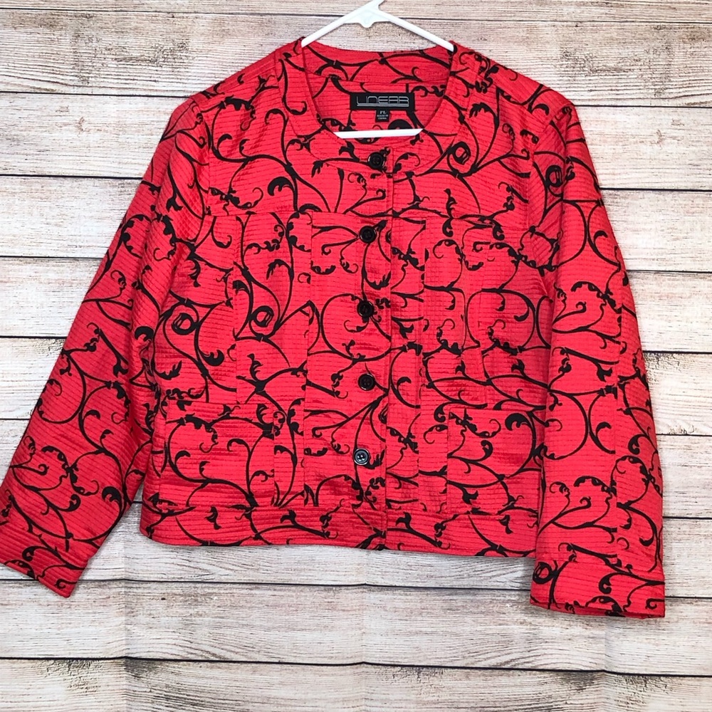 Linear Red‎ Black Blazer Jacket Size PL